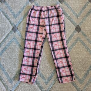 XOXO Women's Pink Black Plaid with Hearts Pajama Pants, Size M
